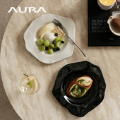 AURA北欧侘寂风餐盘果盘甜品盘子碟子盘皱褶波浪艺术原创小众碗
