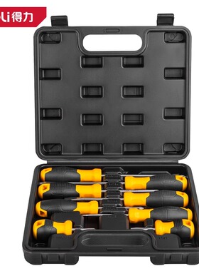 deli得力塑盒螺丝批套8件套装维修改锥强力家用螺丝刀DL260008