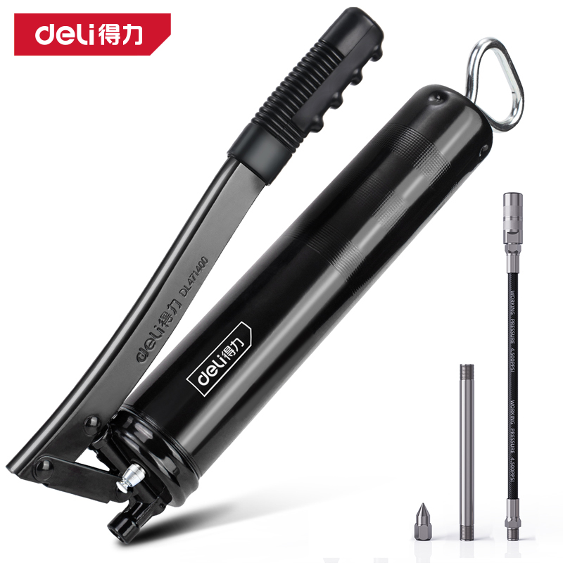 deli得力400CC黄油枪手动单活塞牛油润滑省力型注油器 DL471400