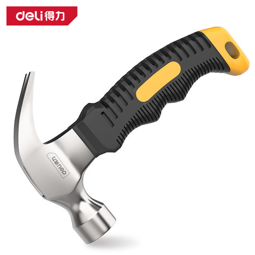 deli得力 迷你款羊角锤五金家用铁榔头包胶柄木工起钉锤 DL441008