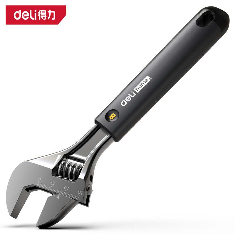 deli得力 home8寸包胶多功能活动扳手家用维修活络扳子HT1508 C L