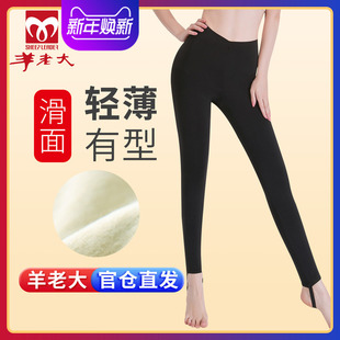 保暖裤 羊老大棉裤 蚕丝羊毛裤 滑面高腰美体裤 加绒中厚WKA211 女薄款