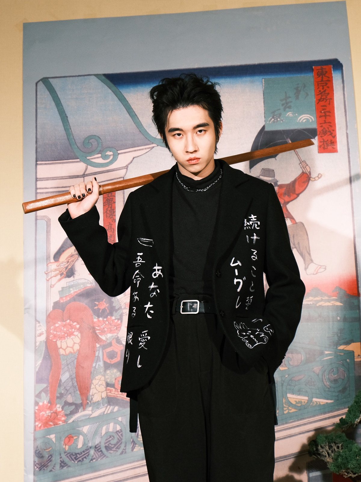 Japanese Graffiti Wool Jacket: Black Meugler Suit - Taobao product photo 2