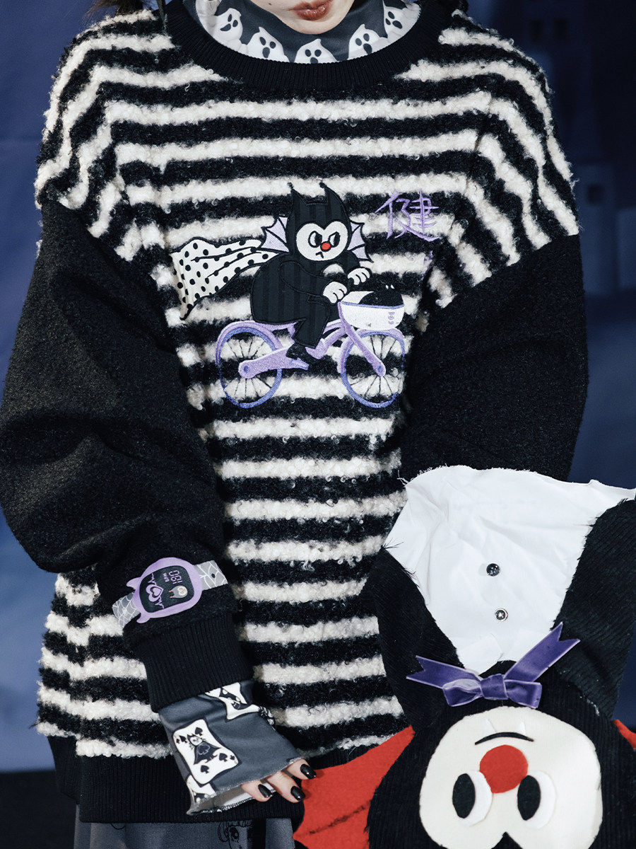 Color Block Sports Sweatshirt: Striped Cycling Design - Taobao product photo 2