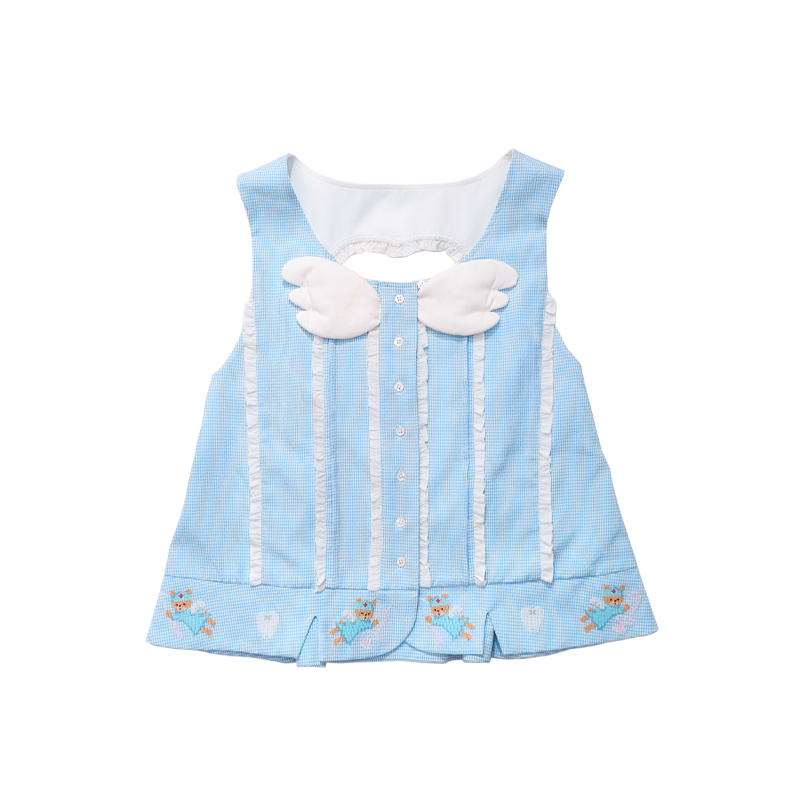 thumbnail for Meugler Cow Thick Island Cow Thick Dental Bear Cross Stitch Hollow Peach Heart Blue Winged Tooth Fairy Vest