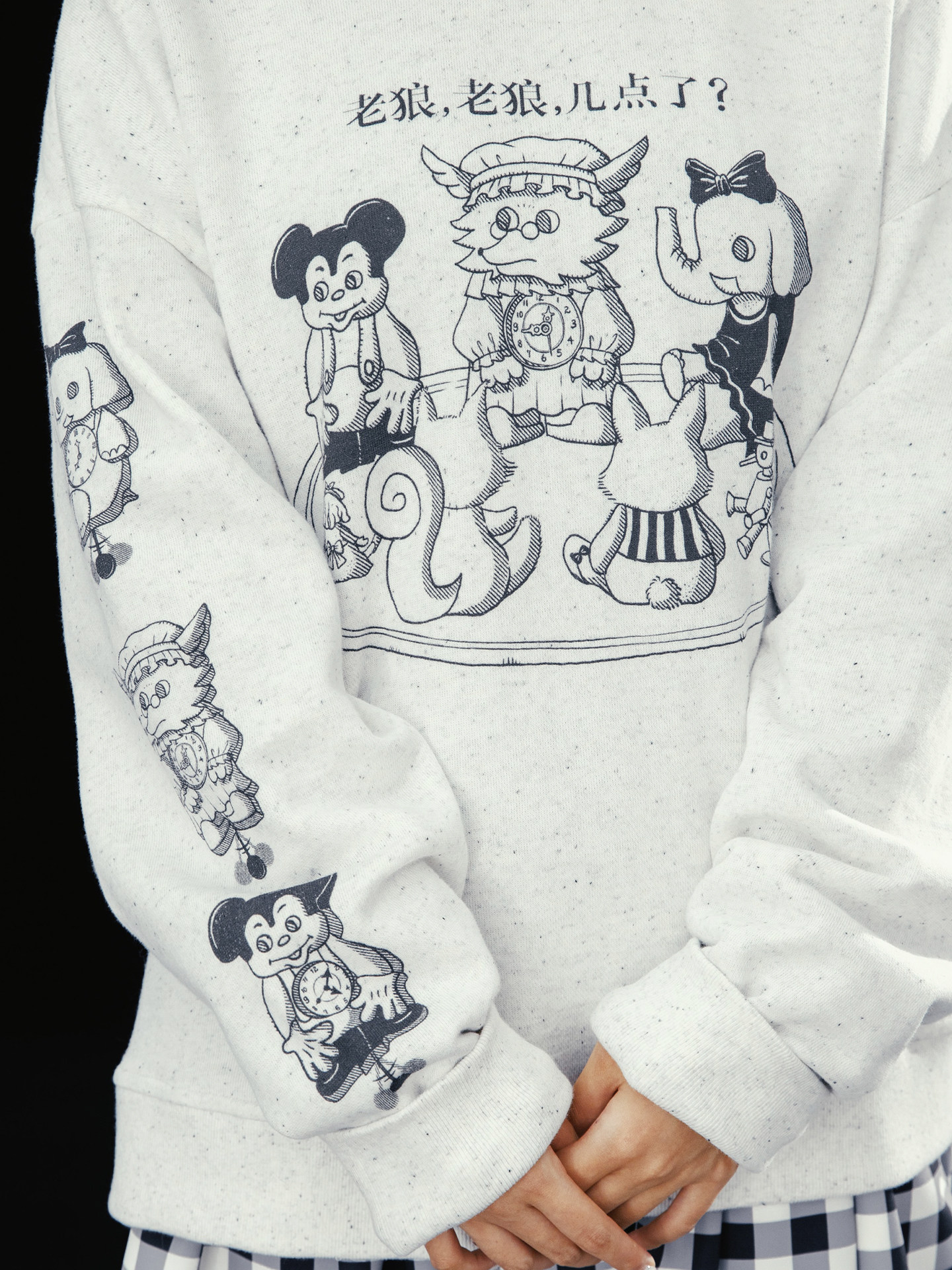 Asymmetrical Gray Print Sweatshirt Buy Online Now - Taobao product photo 2