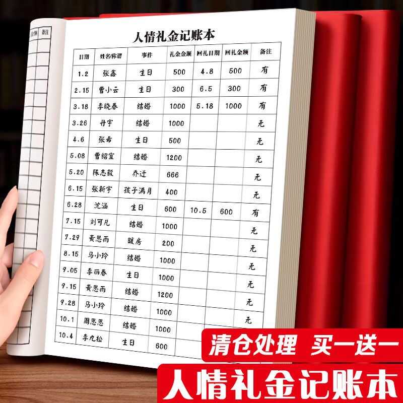 人情礼金往来随礼家庭记账笔记本