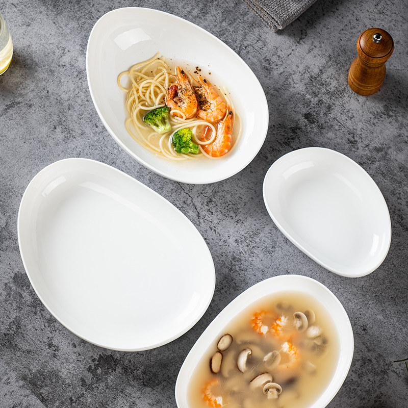 简约陶瓷汤盘商用斜口碗网红意境凉菜碗沙拉碗不规则异形餐厅餐具,餐饮具,盘,淘宝优惠券,粉丝福利购,淘宝优惠卷