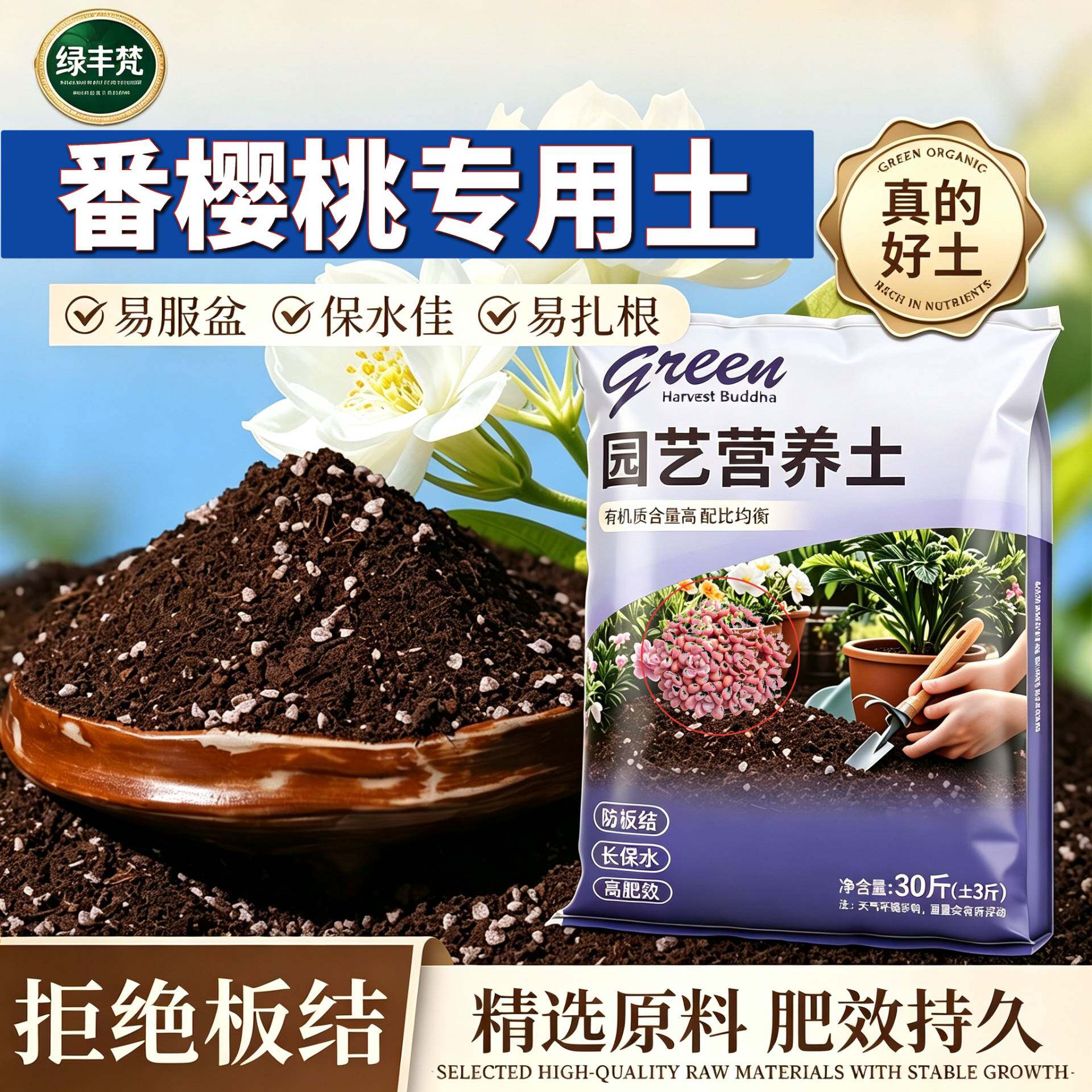 番樱桃适用轻质土保水锁肥根壮苗好园艺加深生根粉进口绿叶观花