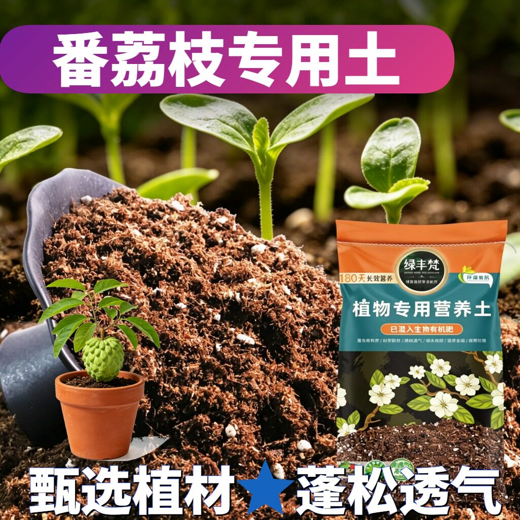 番荔枝适用轻质土疏松多孔花盆营养土干净无尘防黄叶开袋即用观花