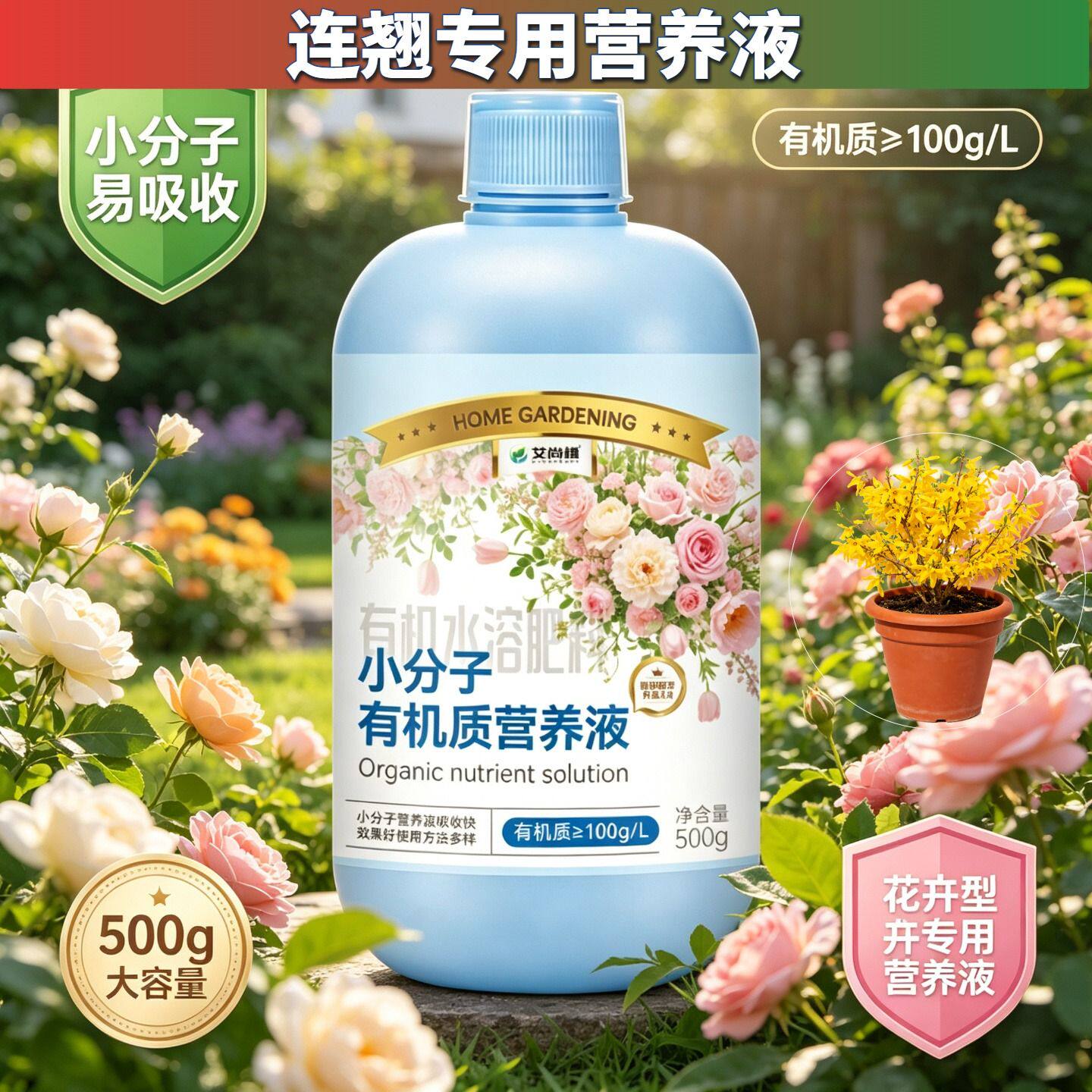 连翘适用小分子有机质营养液根叶双补盆栽叶绿花艳壮根促长园艺