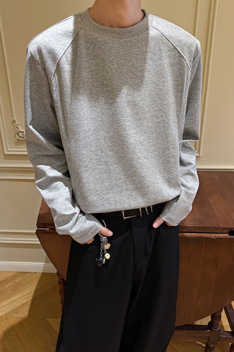 1506/QCX40-10/P30美式秋季潮流纯色长袖男宽松圆领正肩百搭上衣3,男装卫衣,星座1506