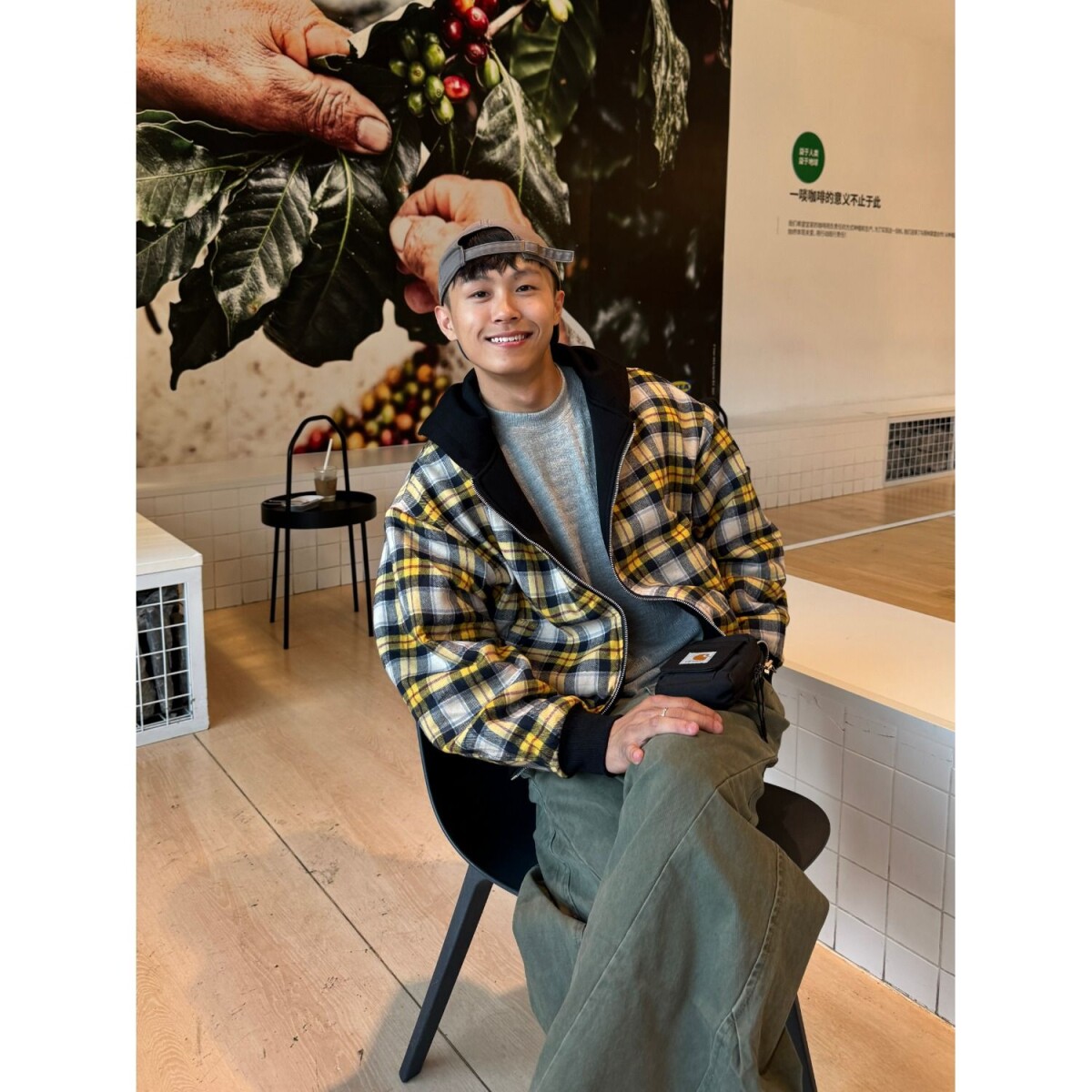 1506/QA2500/P60黄格纹双面穿双开拉链卫衣男女秋冬季连帽外套2，女装短外套，星座1506