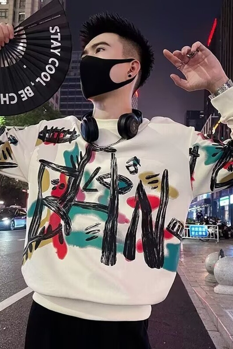 1506/QA0010/P43印花秋冬卫衣男春秋季韩版新款圆领宽松上衣,男装卫衣,星座1506