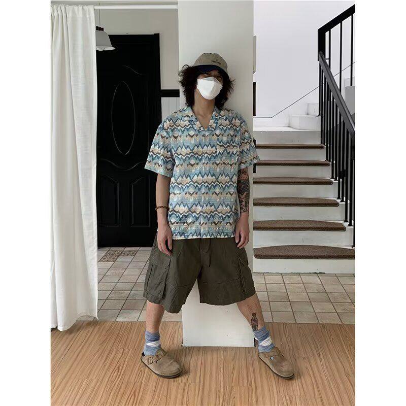 1506/QC1520/P46复古衬衫男夏装学生宽松新款男装上衣外穿,男装衬衫,星座1506