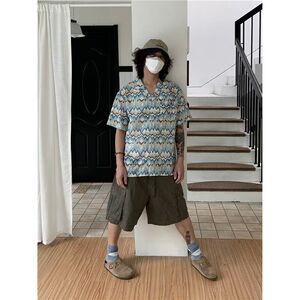 1506/QC1520/P46复古衬衫男夏装学生宽松新款男装上衣外穿,想念圣诞节穿搭学生党图片