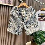 1506/Q001/P39夏季花卉牛仔短裤男时尚百搭宽松青花瓷五分裤，男装牛仔裤，星座1506