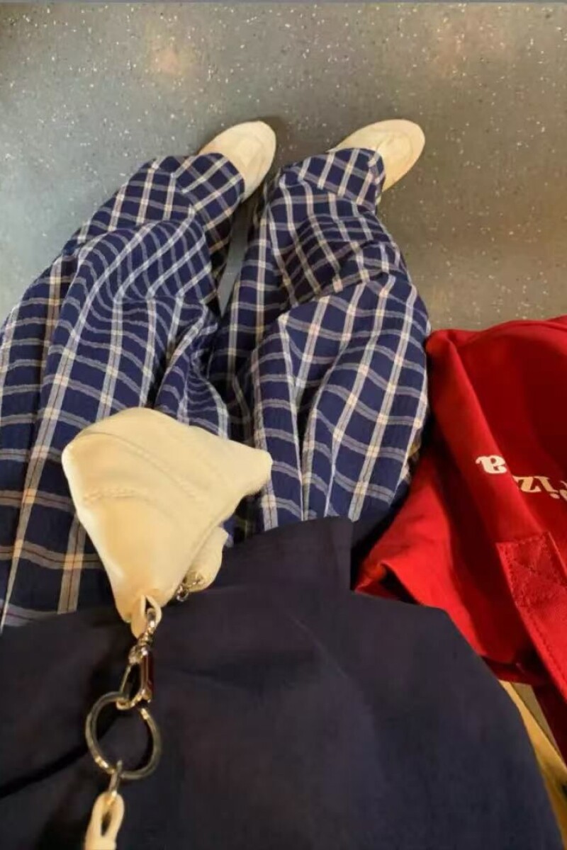 1506/QA4310/P39露思同款格子休闲裤宽松慵懒松弛感高腰阔腿裤,男装休闲裤,星座1506