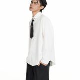 1506/QA67070/P42潮牌白色衬衫男秋宽松领带痞帅小众大领口衬衣，男装衬衫，星座1506
