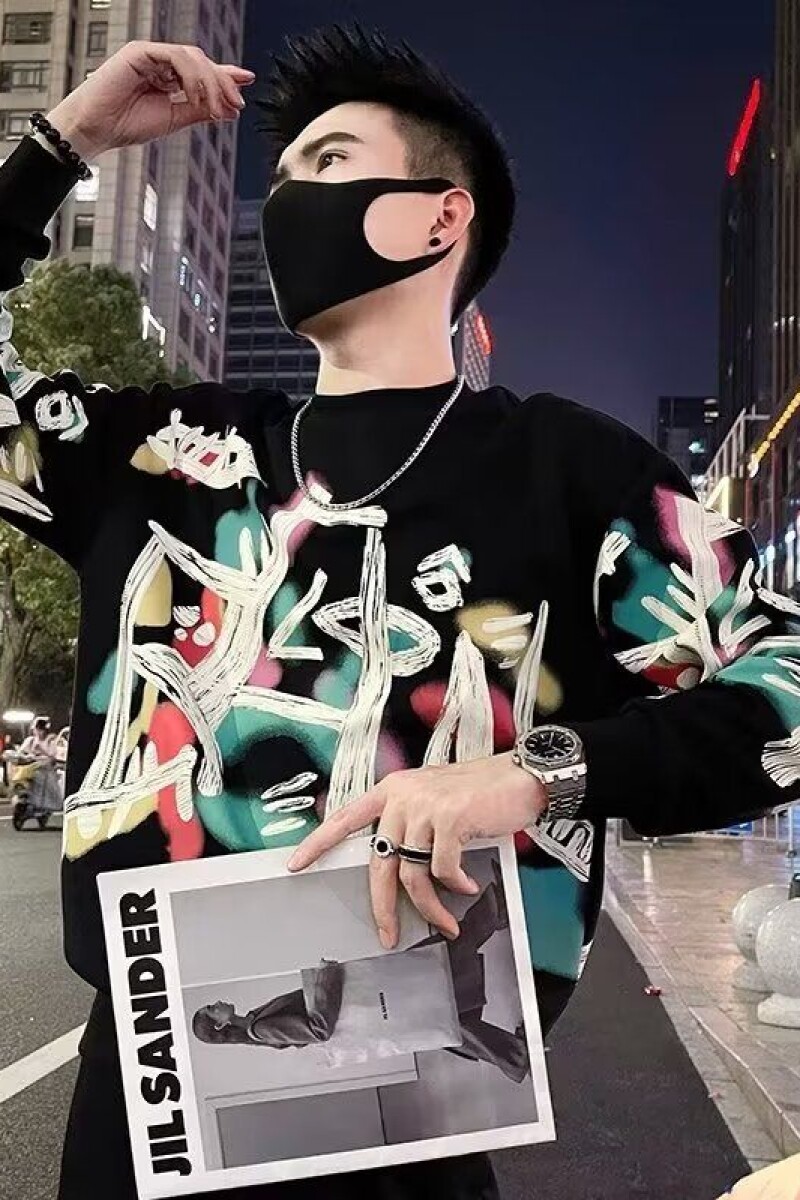 1506/QA0010/P43印花秋冬卫衣男春秋季韩版新款圆领宽松上衣,男装卫衣,星座1506