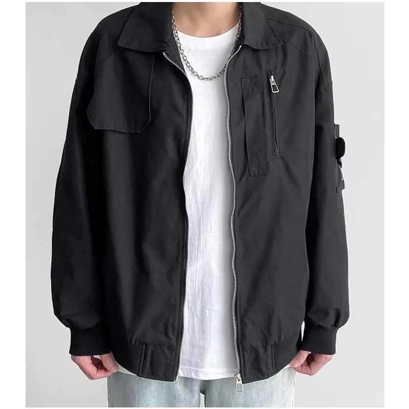 1506/Q6300/P44男女春秋款工装夹克黑色显瘦衣服宽松翻领外套1,男装夹克,星座1506