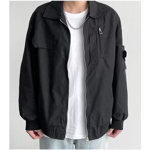 1506/Q6300/P44男女春秋款工装夹克黑色显瘦衣服宽松翻领外套1