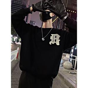 1506/QA0240/P40秋冬刺绣卫衣男春秋季韩版新款圆领宽松上衣图片