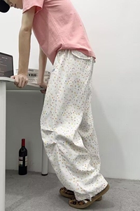 1506/QA80310/P39宽松休闲裤男流百搭裤子夏季坠感阔腿拖地长裤图片