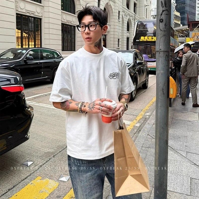 1506/Q10340/P39索罗娜螺纹领口潮牌字母刺绣高品质短袖T恤,男装T恤,星座1506