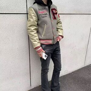 1506/QT1690/P66美式复古撞色棒球服外套毛巾绣新款飞行员夹克潮图片