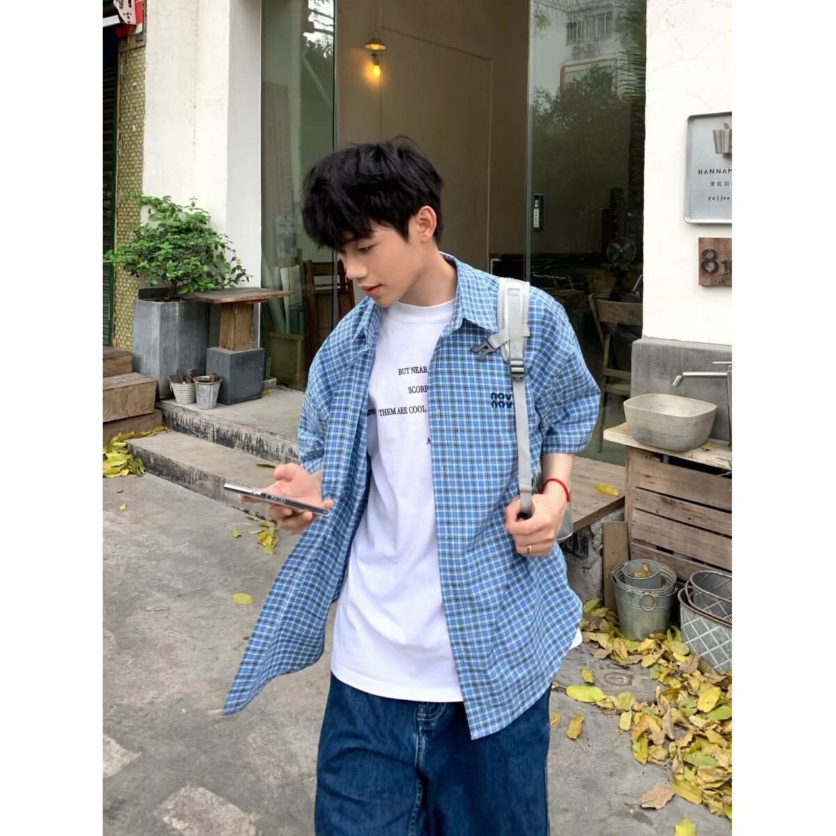 1506/QC1300/P39复古衬衫男夏装港风学生宽松小众男装上衣外穿,男装衬衫,星座1506
