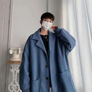 1506/DY01/P35 新款2025年男中长款特宽松毛呢大衣外套呢子风衣图片