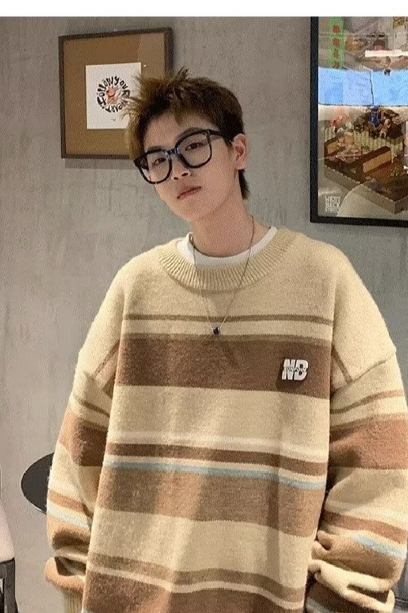 1506/QRXMY725鹿毛绒0/P51春秋圆领套头针织衫潮牌宽松日系,男装针织衫/毛衣,星座1506