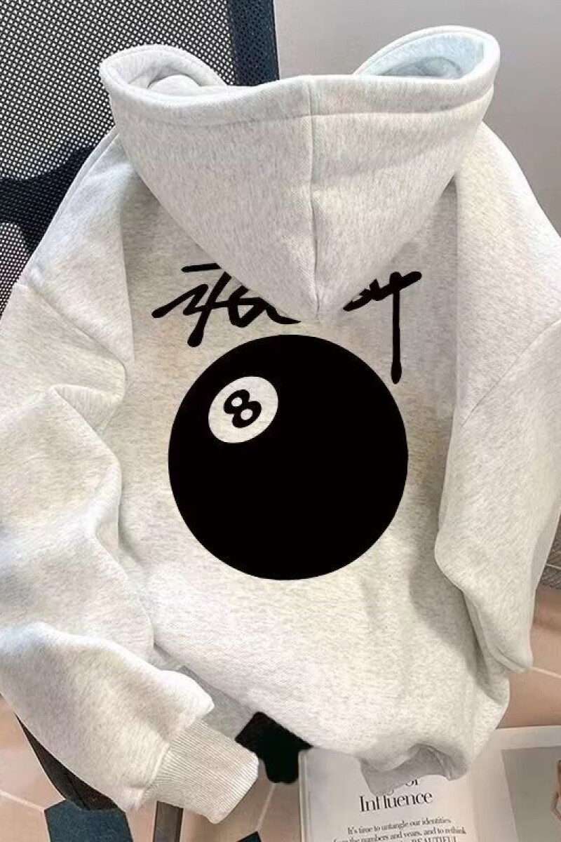 1506/QB500/P39潮牌美式重磅黑8台球印花连帽卫衣男女情侣外套1,女装短外套,星座1506