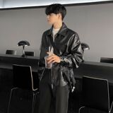 1506/QW6340/P70痞帅Pu皮衣潮男复古风机车服皮夹克秋冬外套，男装皮衣，星座1506