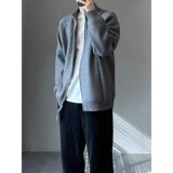1506/QM090/P62黑色针织开衫外套男款秋冬韩系立领拉链毛衣3，男装针织衫/毛衣，星座1506