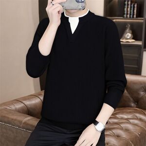 1506/Q26260/P64新款潮百搭圆领宽松打底衫男春秋装上衣1图片