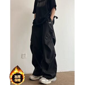1506/QL150/P46新款秋冬季潮牌宽松加绒直筒休闲裤子2图片