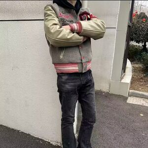 1506/QT1690/P66美式复古撞色棒球服外套毛巾绣新款飞行员夹克潮图片