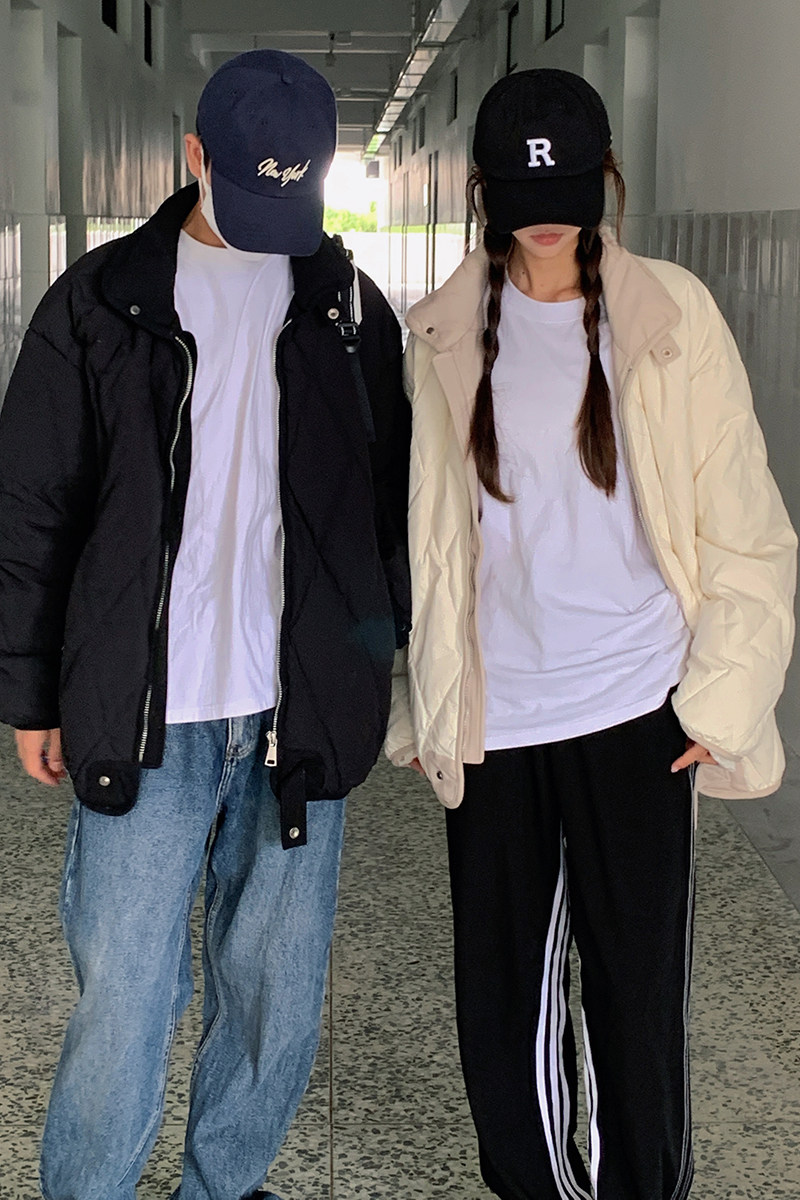 1506/315/P75美式复古宽松立领菱格百搭面包服外套棉服男棉衣,男装棉衣,星座1506