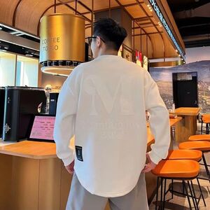 1506/QW1200/P42秋季新款百搭刺绣简约圆领卫衣打底上衣3图片