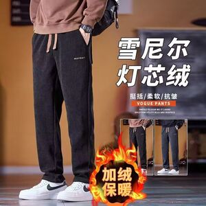 1506/QK180加绒0/P32秋冬美式潮牌宽松加绒加厚灯芯绒休闲裤图片