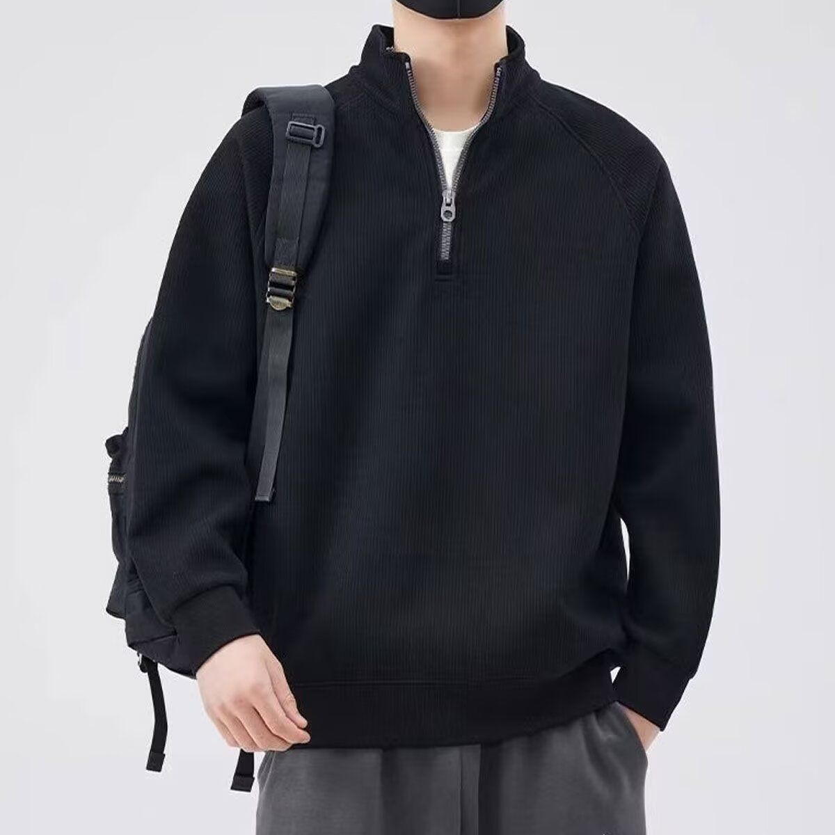 1506/Q42加绒0/P44简约百搭半拉链立领卫衣男秋季新款休闲上衣,男装卫衣,星座1506