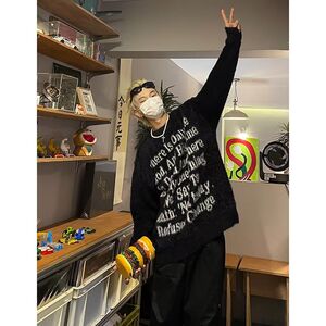 1506/Q23430/P62春秋新款毛衣男美式高街宽松高级感针织衫1图片