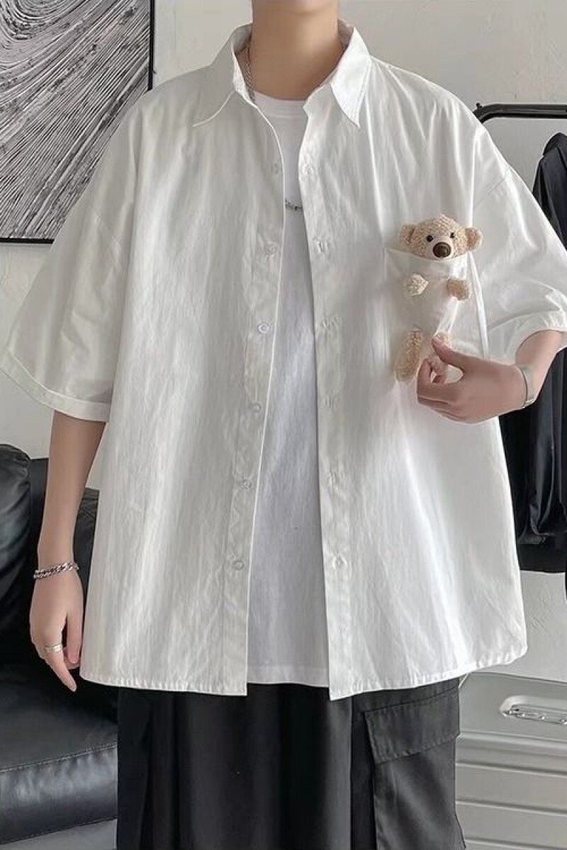 1506/Q22100/P37公仔短袖衬衫男女夏宽松潮休闲情侣衬衣潮,男装T恤,星座1506