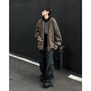 1506/QX0560/P58秋冬美式连帽针织衫男士时尚拉链开衫外套1图片