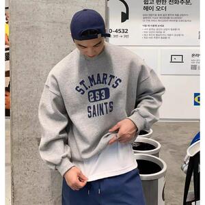 1506/QK242加绒0/P28印花秋冬卫衣男春秋季韩版新款圆领宽松上衣图片