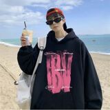 1506/QR80490/P43美式重磅连帽卫衣男春秋季设计感帽衫情侣外套，女装短外套，星座1506