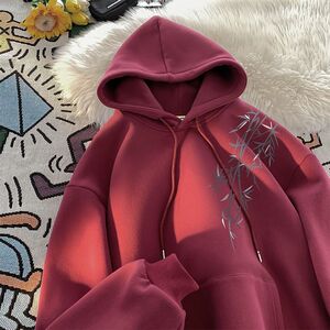 1506/QR80570/P43美式连帽卫衣男重磅宽松纯色百搭情侣帽衫外套图片