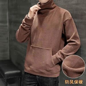 1506/QG010/P26秋冬德绒半高领卫衣男长袖加绒厚款外套图片
